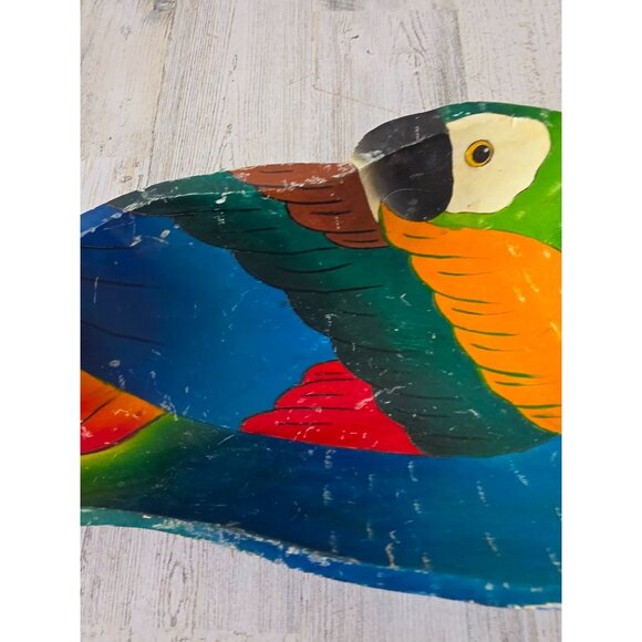 Wooden macaw parrot bowl serving decor tropical bird unique colorful rainbow - Picture 3 of 7